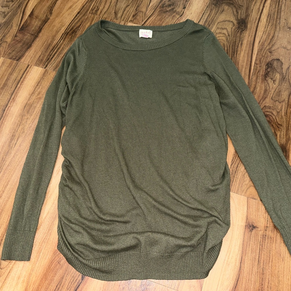 Isabel Maternity Olive Green Ruched Sweater | XL - Picture 3 of 5